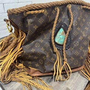 Louis Vuitton Brown and Gold Fringe Shoulder Bag